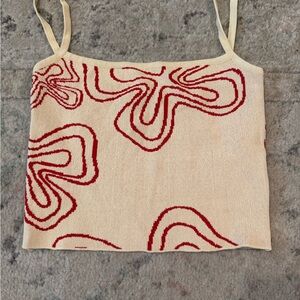 VRG GRL Tropical Red and Cream Patterned Tank Top
